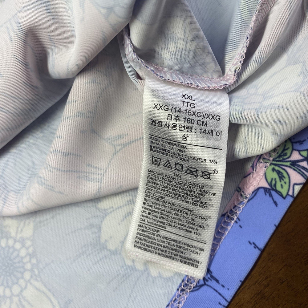 GAP Kids UV Protection Long Sleeve Rash Guard Flower Pattern Size XXL (14/16) - Picture 5 of 5